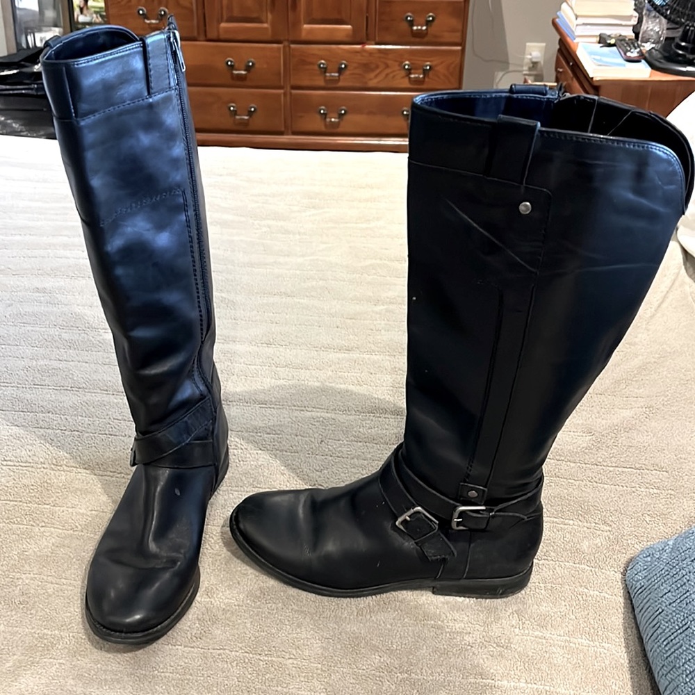 Marc Fisher black leather size 8 1/2 tall boots.